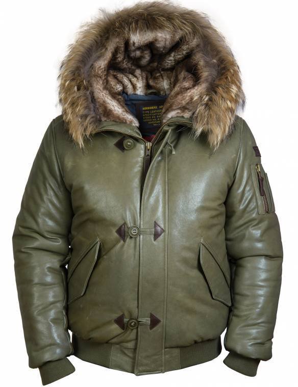 TOGO LEATHER PARKA OLIVE