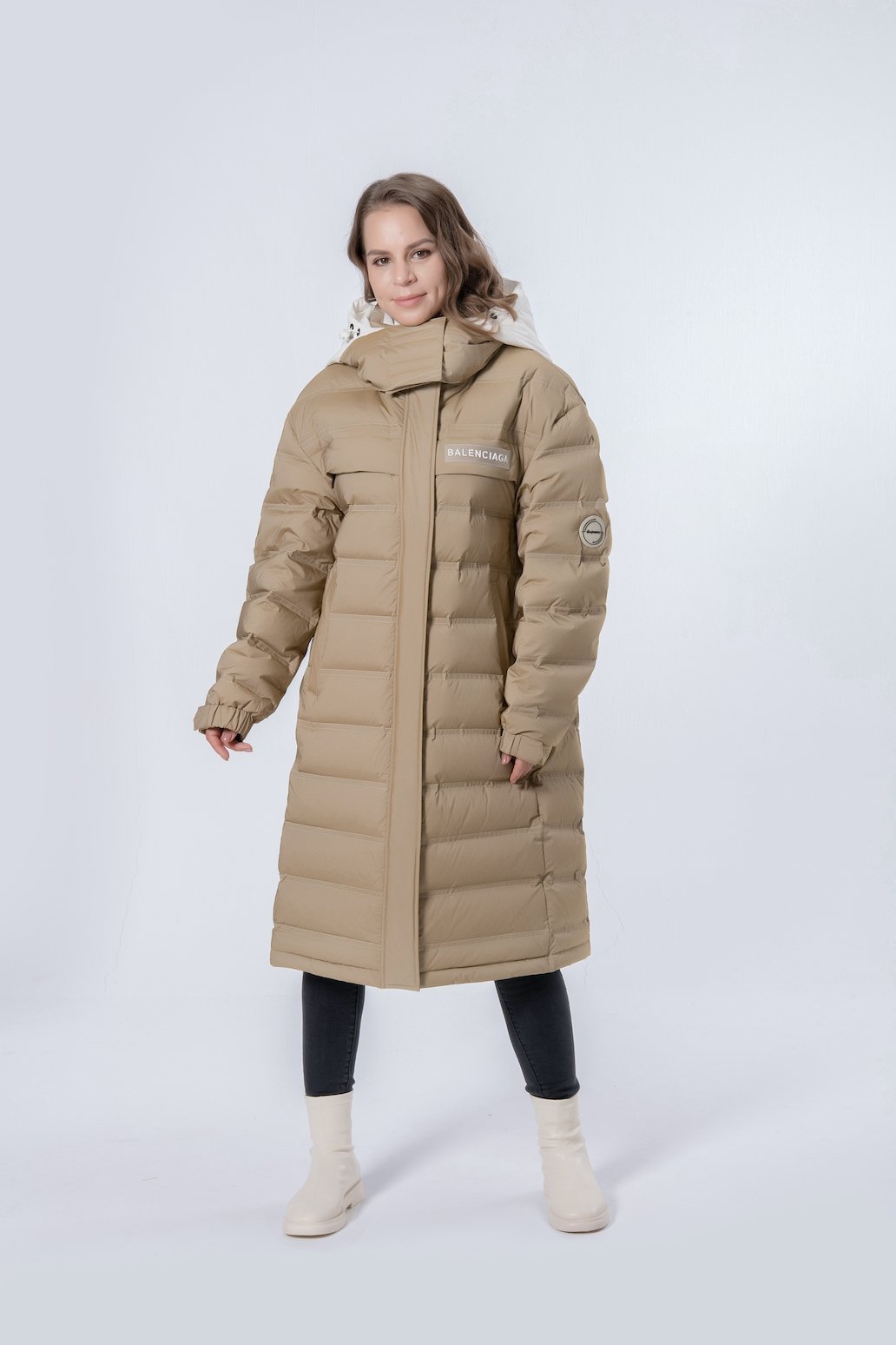 Longer Thicker Khaki Hooded Women Down Jacket
