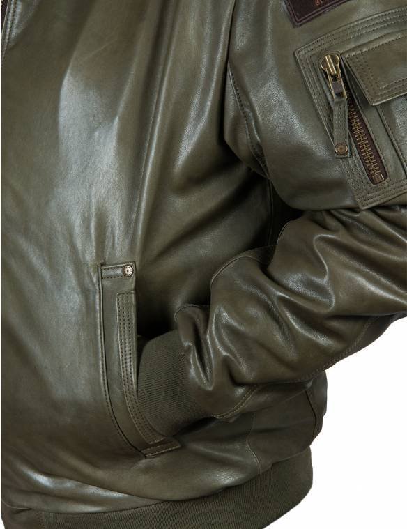 MA-1 TIGERS BOMBER LEATHER JACKET BLACK