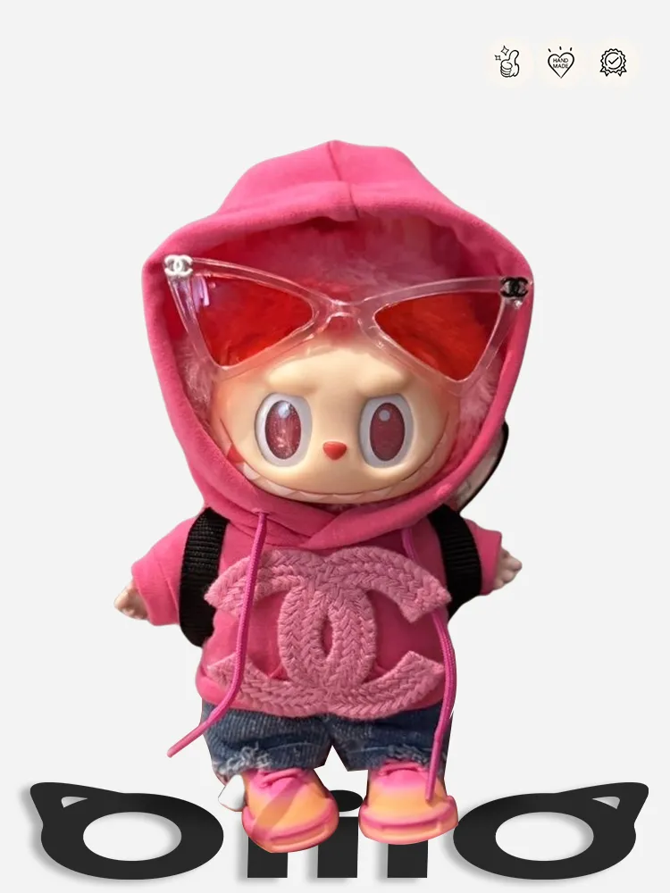 Labubu Clothes CHANEL Pink Trendy Hoodie Set