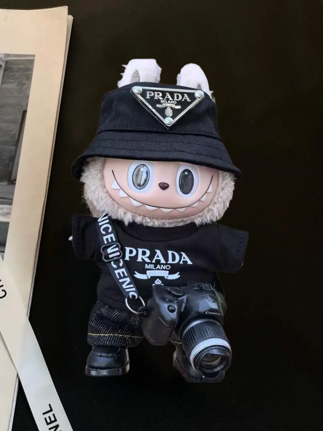 LABUBU Outfits Prada Photographer Black T-shirt