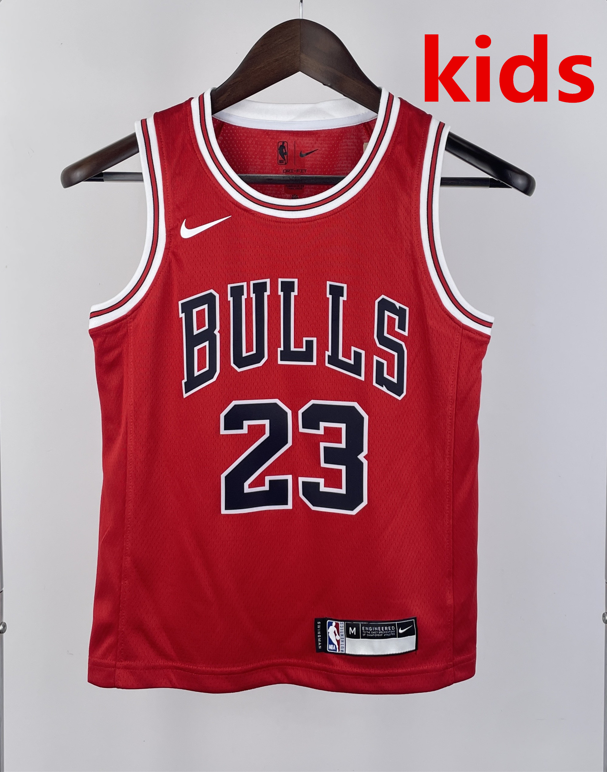 2023 BULLS JORDAN #23 Red Top Quality Hot Pressing Kids NBA Jersey