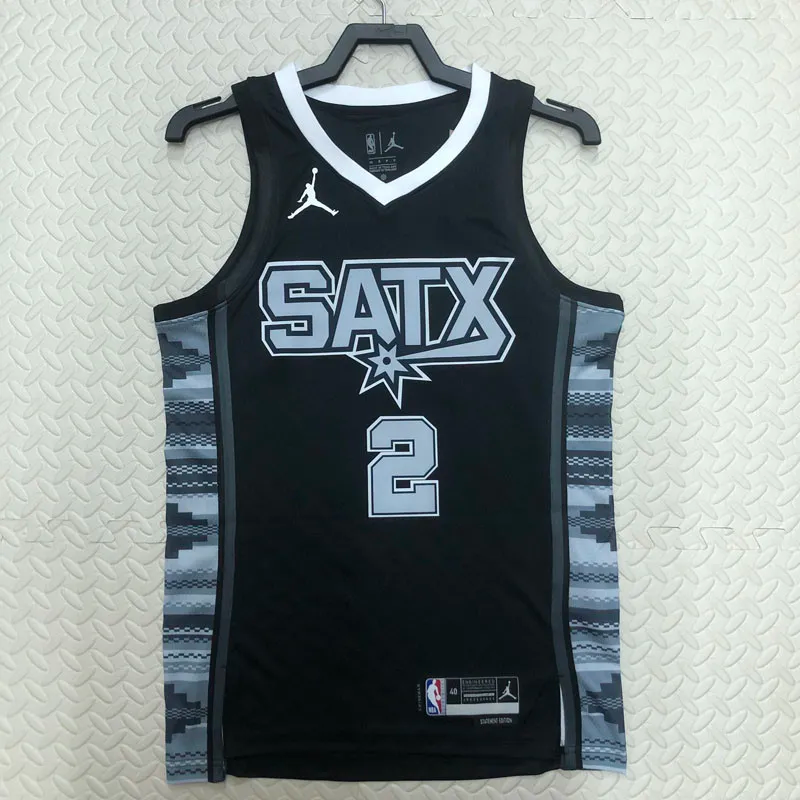 22-23 SA Spurs LEONARD #2 Black Top Quality Hot Pressing NBA Jersey (Trapeze Edition)