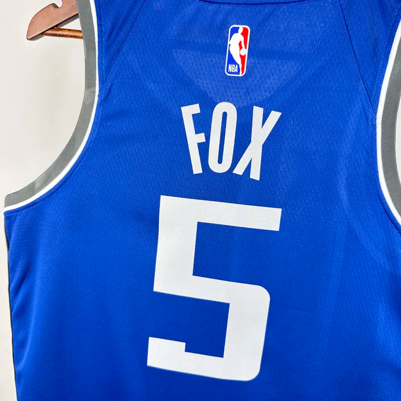 23-24 Kings FOX #5 Blue City Edition Top Quality Hot Pressing NBA Jersey