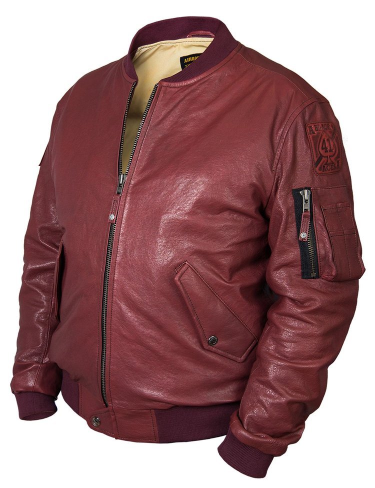 MA1 TOM CAT BOMBER LEATHER JACKET BURGUNDY