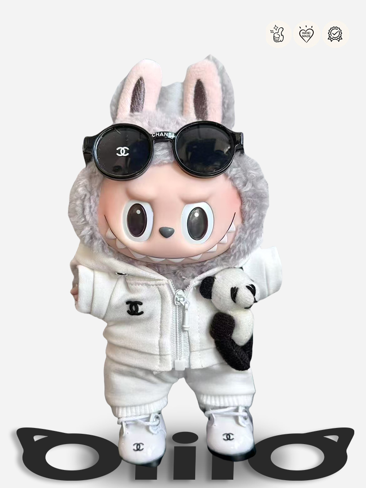 LABUBU Clothes Chanel Elegant White Tracksuit Ensemble
