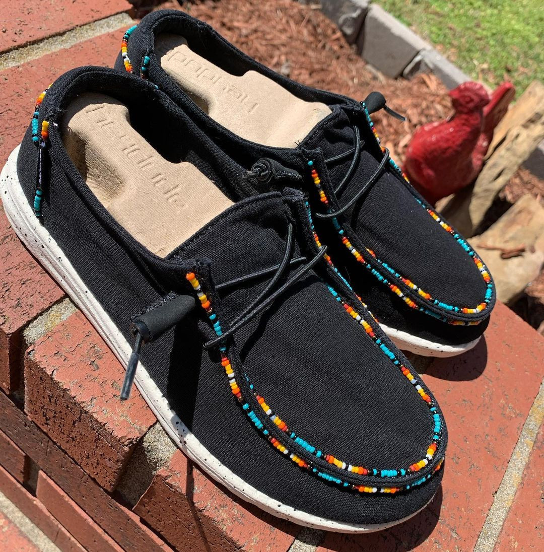 Women's Shoes Black Beaded
