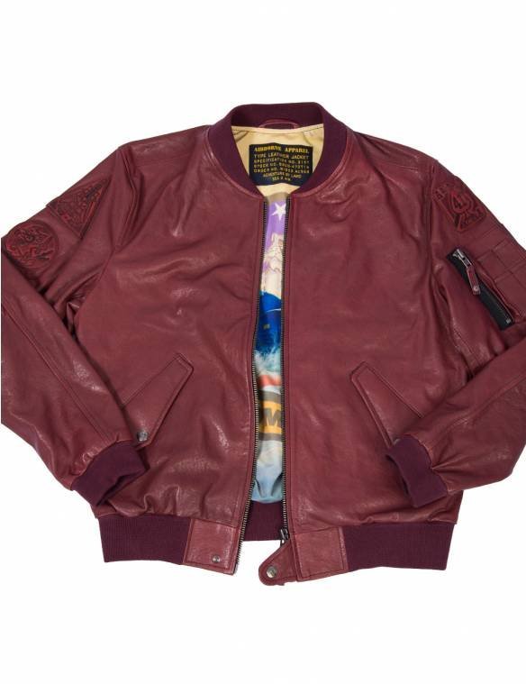 MA1 TOM CAT BOMBER LEATHER JACKET BURGUNDY