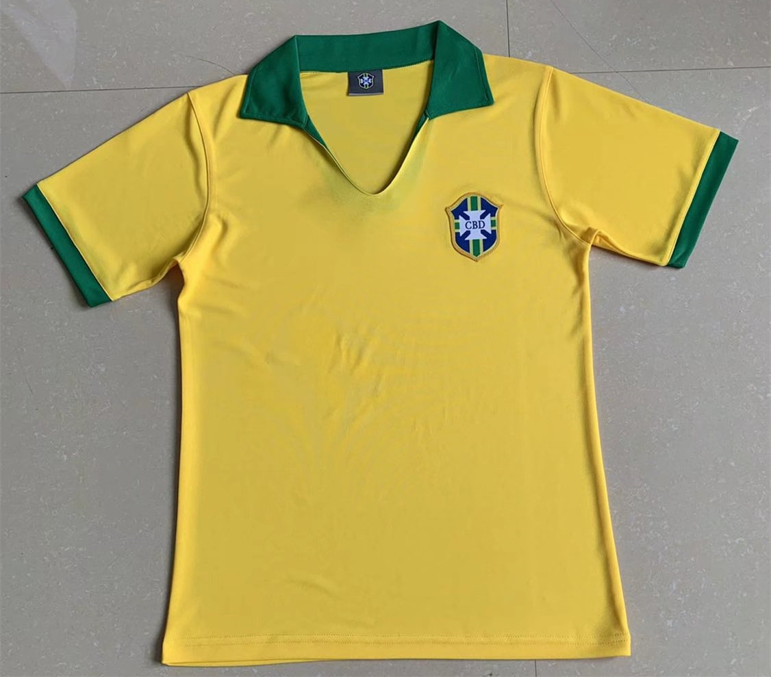 1957 Brazil Home Retro Soccer Jersey