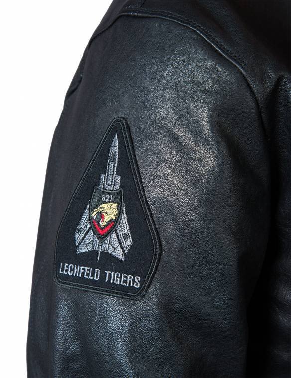 MA-1 TIGERS BOMBER LEATHER JACKET BLACK