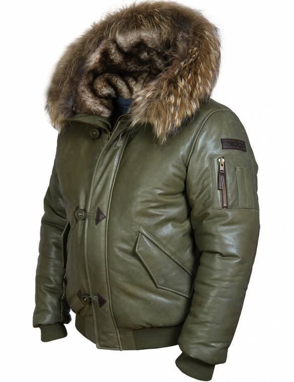 TOGO LEATHER PARKA OLIVE