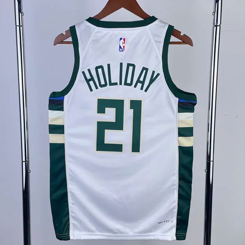 22-23 BUCKS HOLIOAY #21 Home White Top Quality Hot Pressing NBA Jersey(V领)