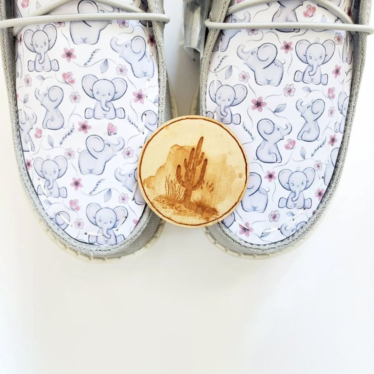 Women's Shoes Custom Grey pink elephants Dumbo flowers