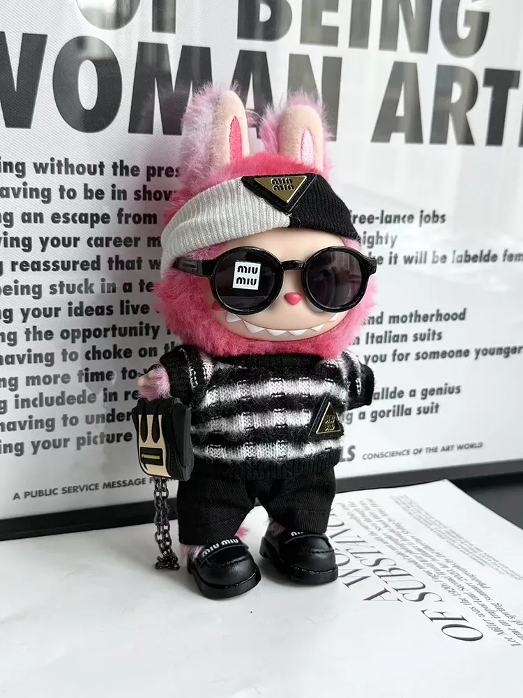 LABUBU Clothes Miu Miu Style Striped Knitwear Set