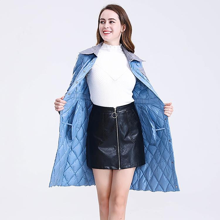 Longer Bright Blue Women's Down Jacket