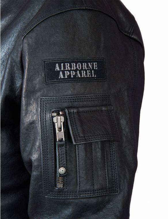 MA-1 TIGERS BOMBER LEATHER JACKET BLACK