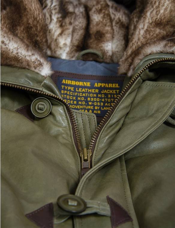 TOGO LEATHER PARKA OLIVE