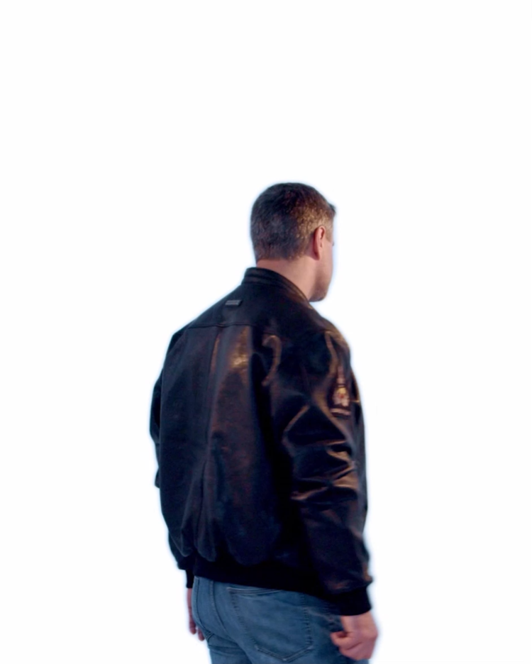 MA-1 TIGERS BOMBER LEATHER JACKET BLACK