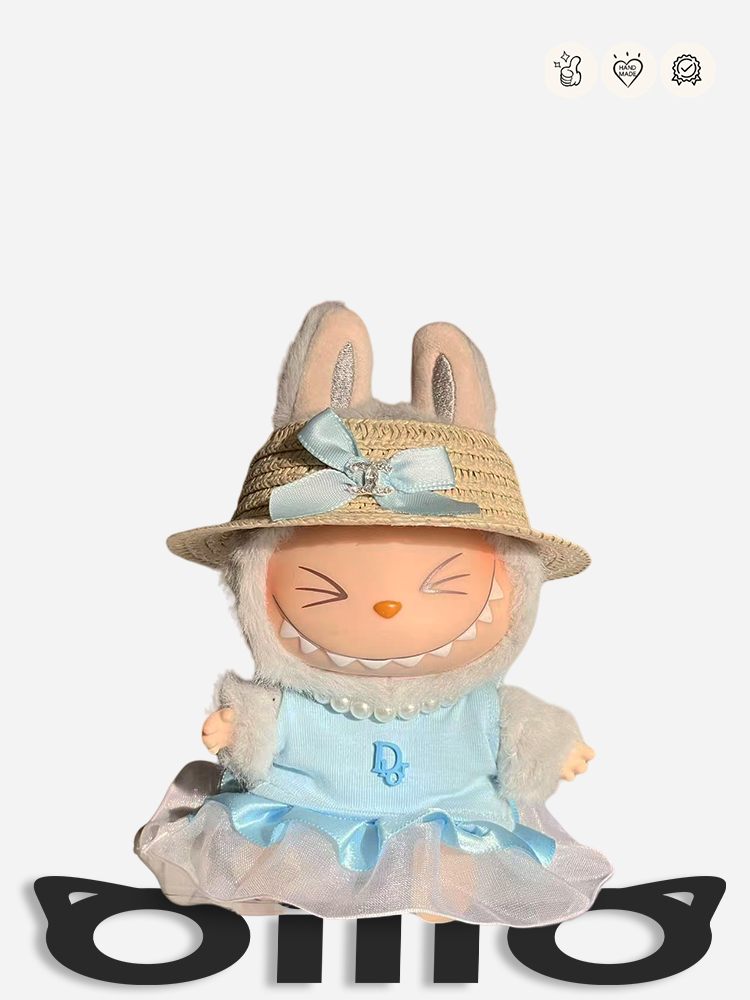 LABUBU Clothes Dior Sweet Straw Hat Outfit