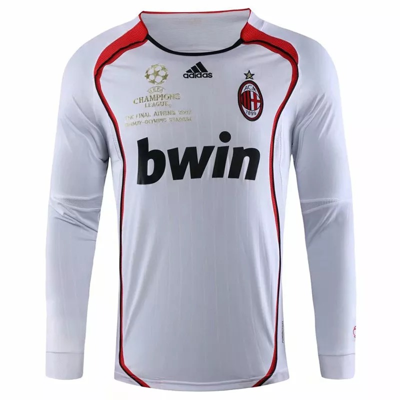 2006-2007 ACM Away White Long Sleeve Retro Soccer Jersey(带决赛小字)