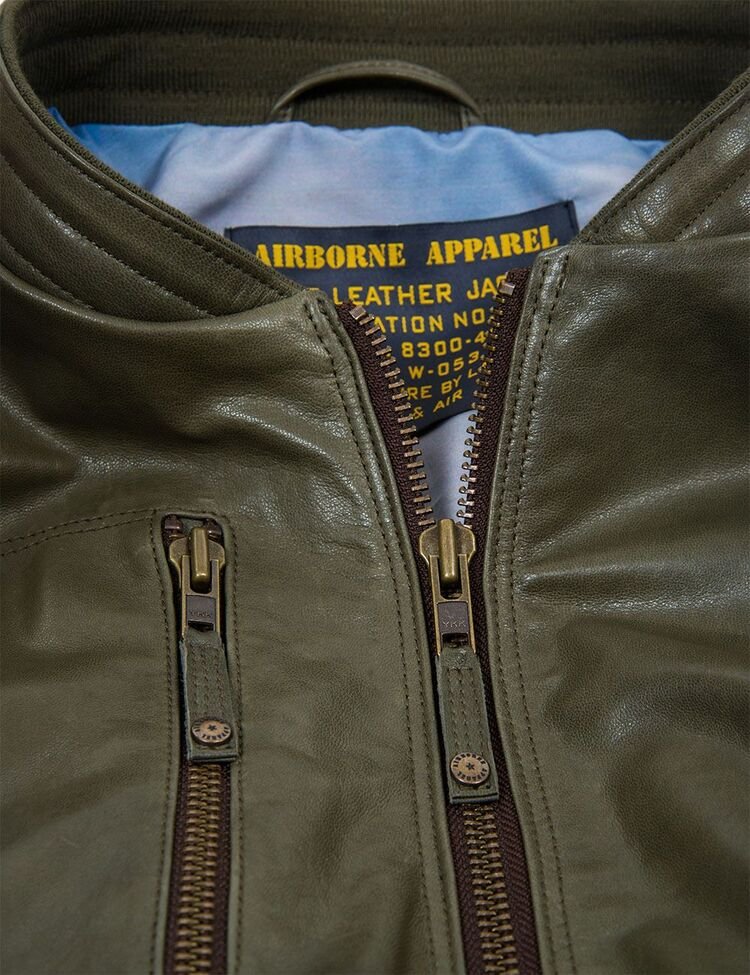 MA-1 TIGERS BOMBER LEATHER JACKET BLACK