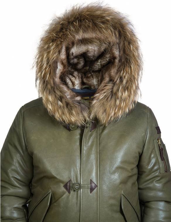 TOGO LEATHER PARKA OLIVE