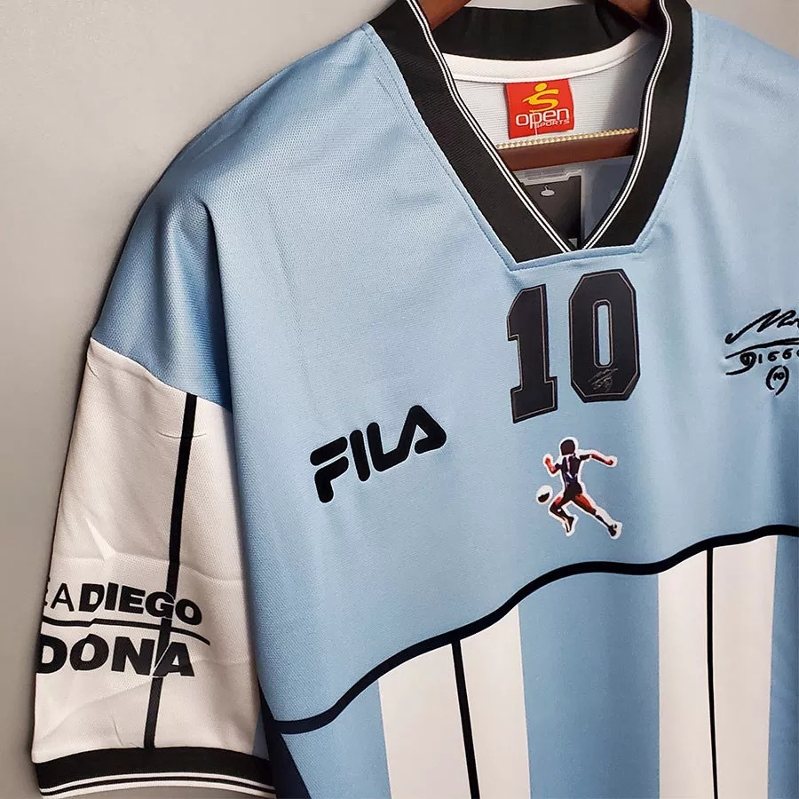 MARADONA 10# Argentina Home Retrot Soccer Jersey 2001