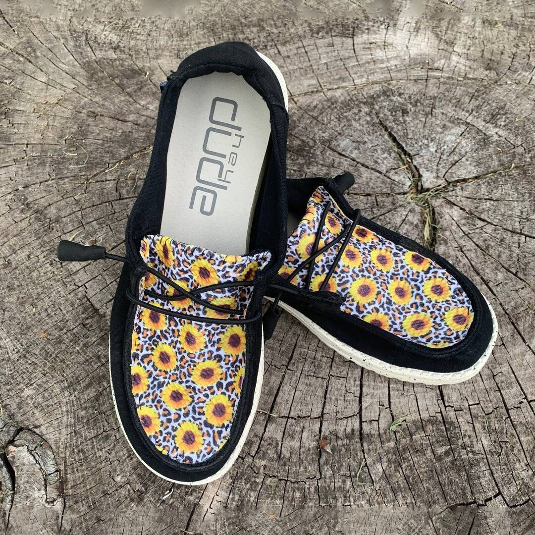 Women's Shoes Custom Leopard Sunflower Print