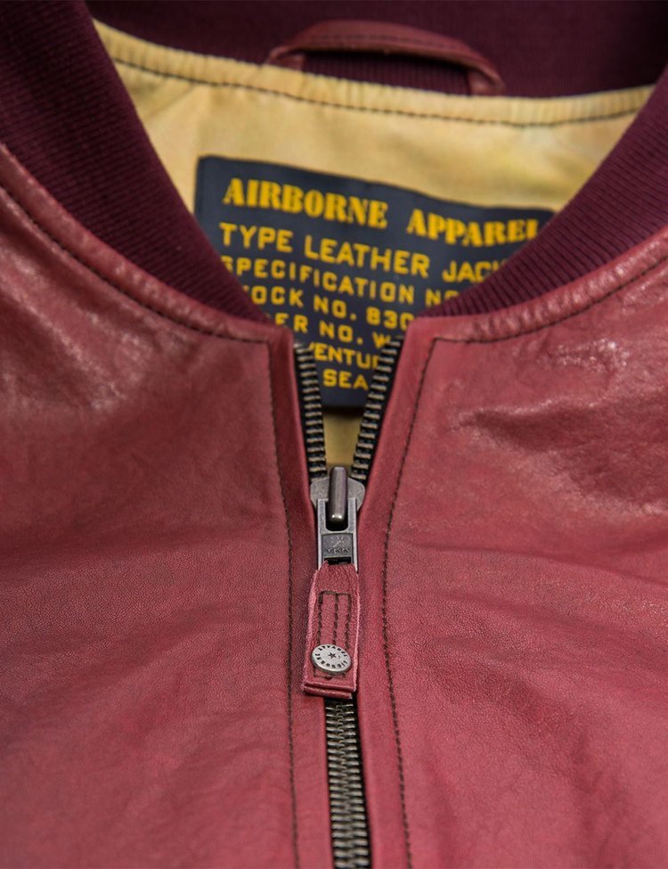 MA1 TOM CAT BOMBER LEATHER JACKET BURGUNDY