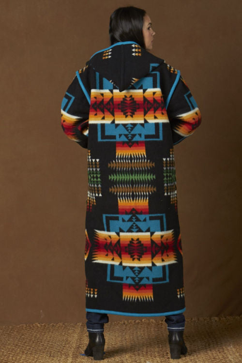 Kraffs Reversible Long Wool Coat, Chief Joseph, Black