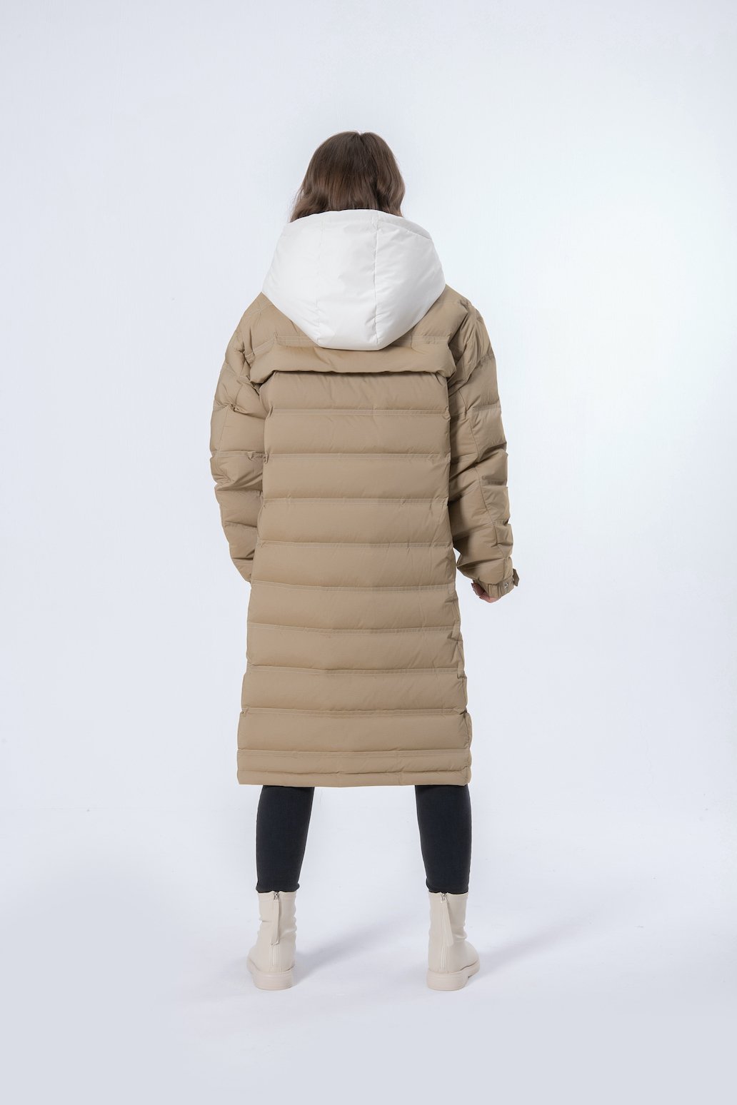 Longer Thicker Khaki Hooded Women Down Jacket