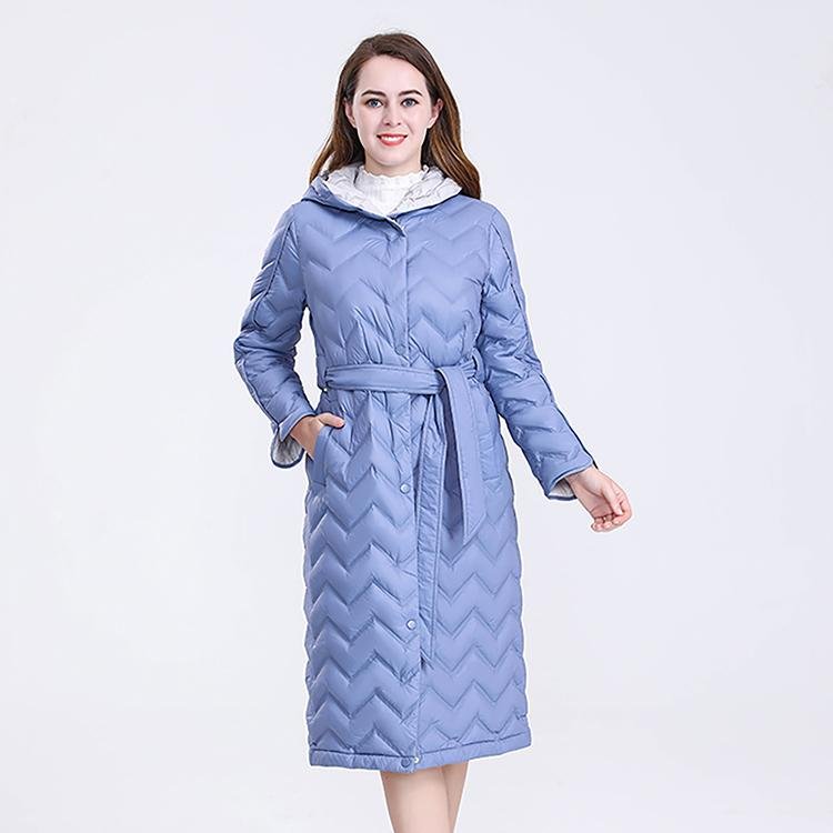 Longer Light Blue Women's Down Jacket