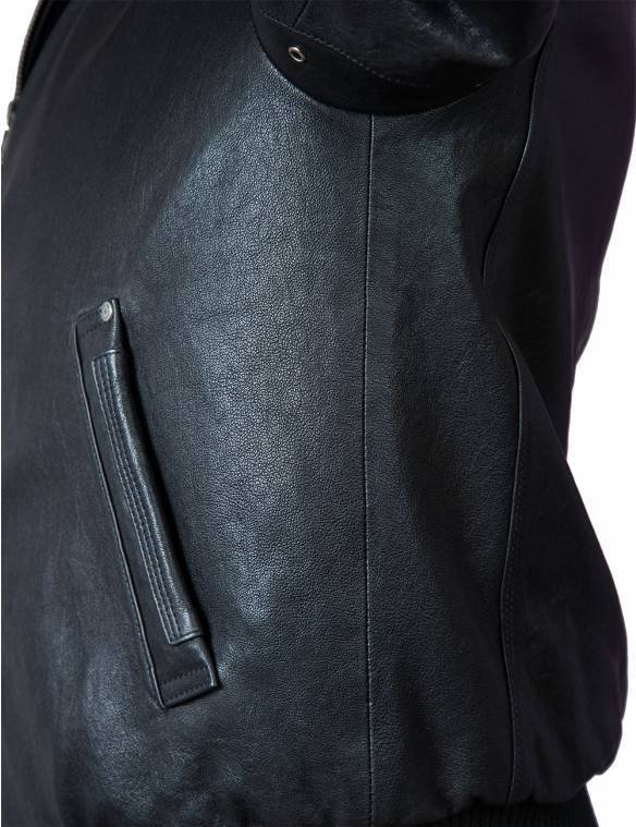 MA-1 TIGERS BOMBER LEATHER JACKET BLACK