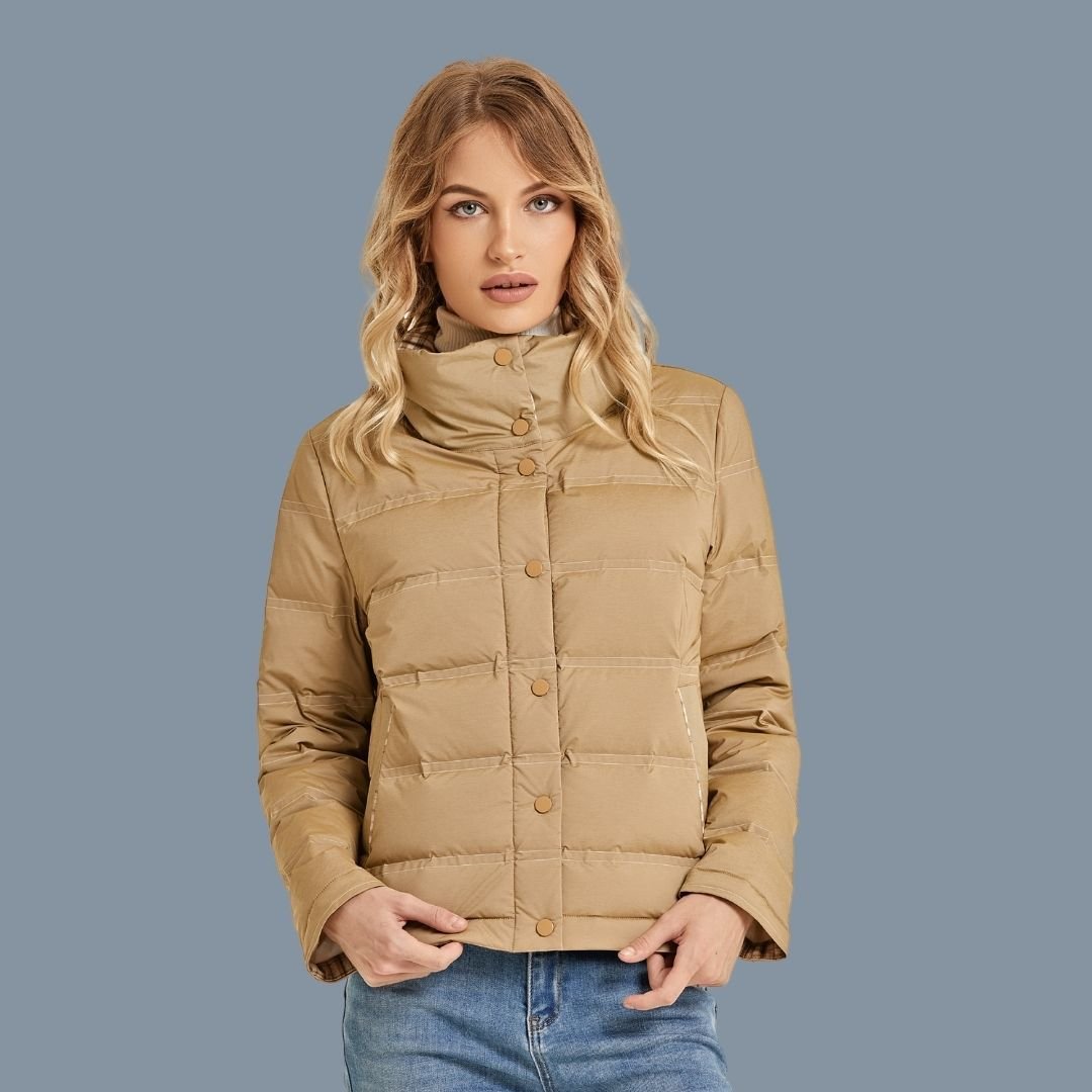 Short Khaki Dwon  Jacket for Women
