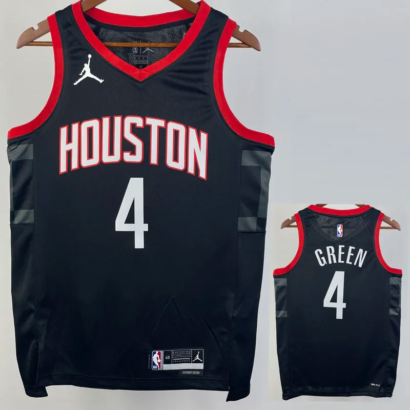 23-24 Rockets GREEN #4 Black Top Quality Hot Pressing NBA Jersey (Trapeze Edition)