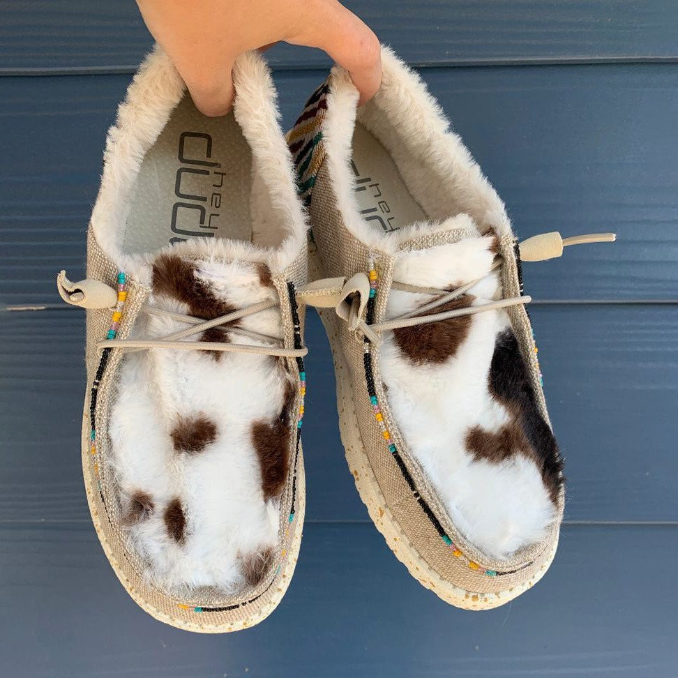 Women's Shoes Cow Print Beaded