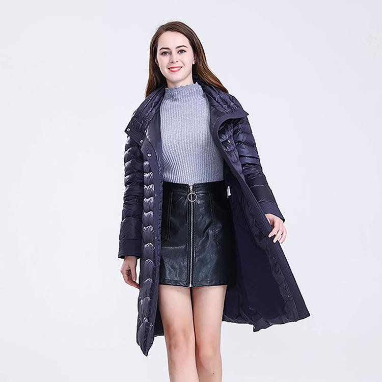 Longer Dark Purple Women's Down Jacket