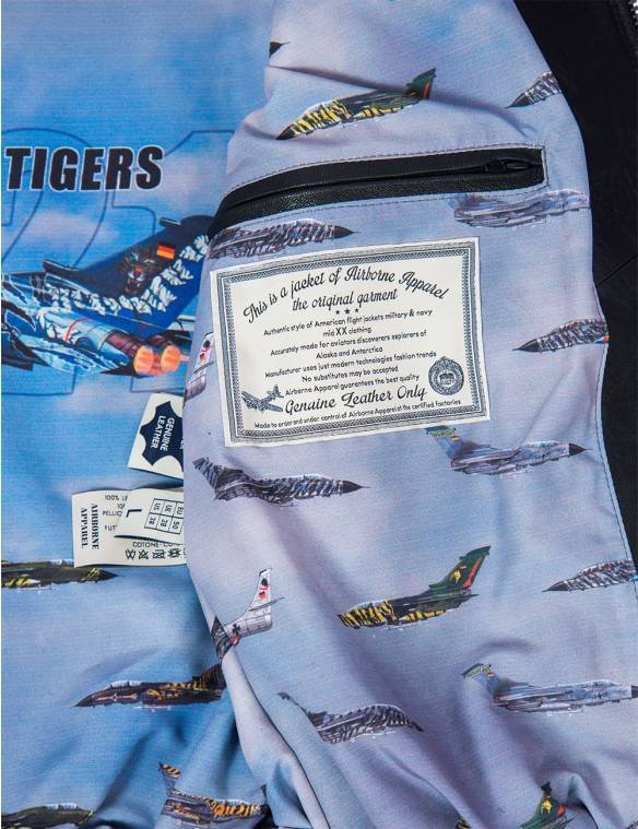 MA-1 TIGERS BOMBER LEATHER JACKET BLACK