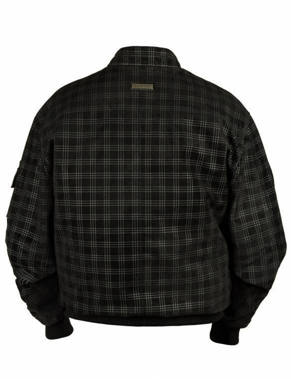 JOLLY ROGERS PRINTED SUEDE BOMBER LEATHER JACKET