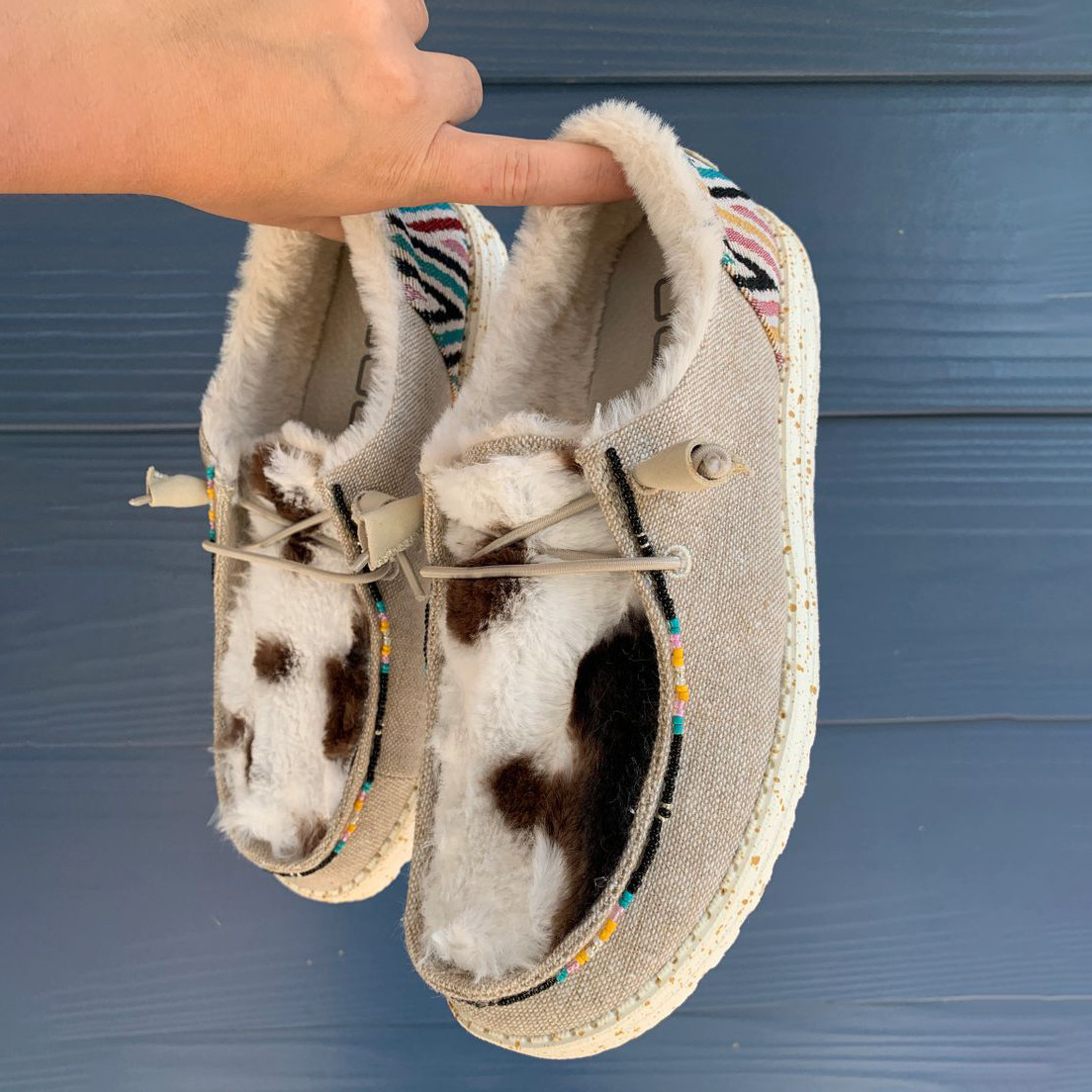 Women's Shoes Cow Print Beaded