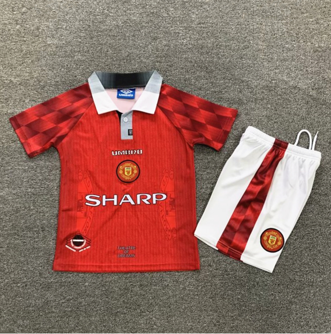 1996-1998 Man Utd Home Retro Kids Soccer Jersey
