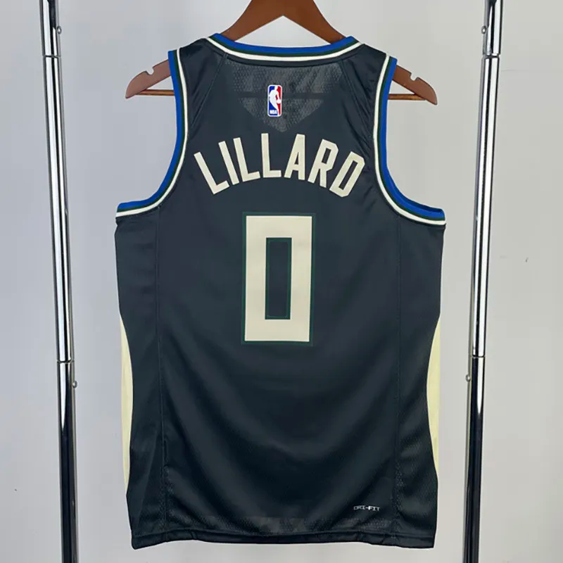 22-23 BUCKS LILLARD #0 Black Trapeze Iimited Top Quality Hot Pressing NBA Jersey(V领)