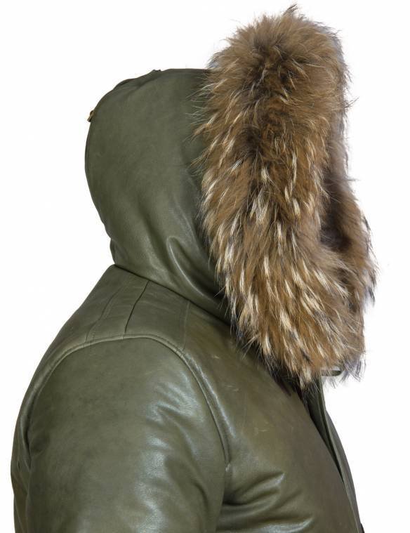 TOGO LEATHER PARKA OLIVE