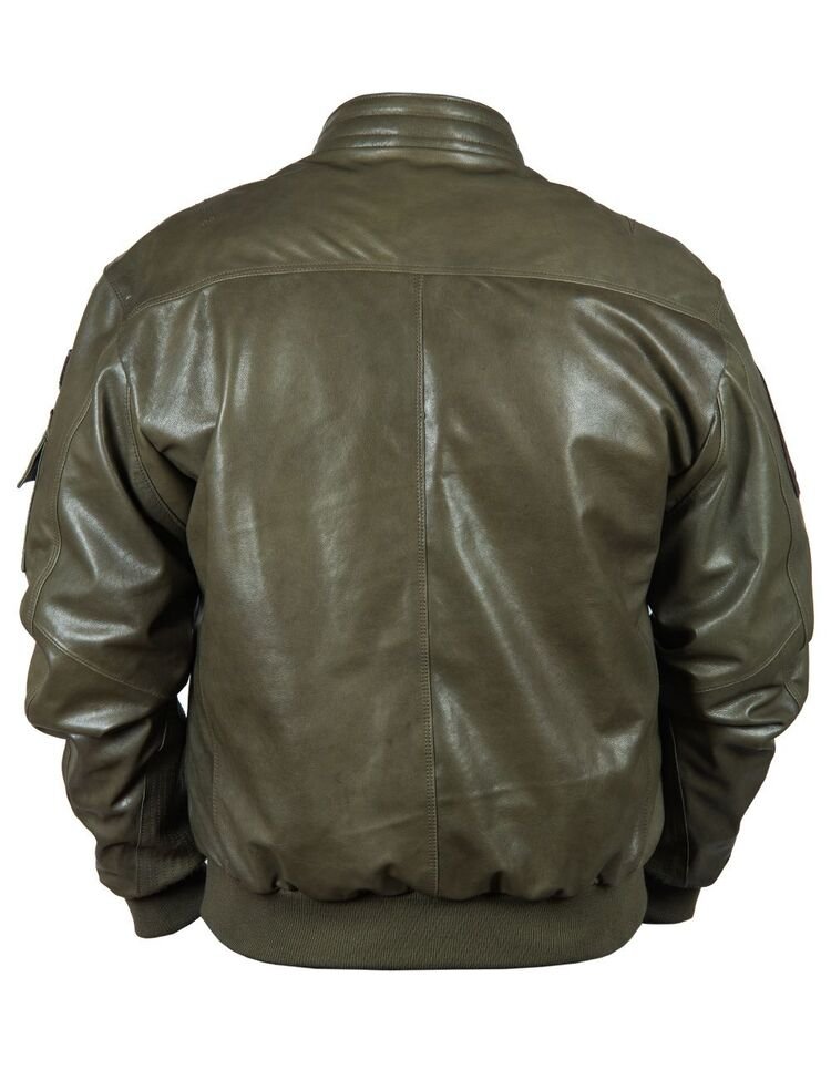 MA-1 TIGERS BOMBER LEATHER JACKET BLACK
