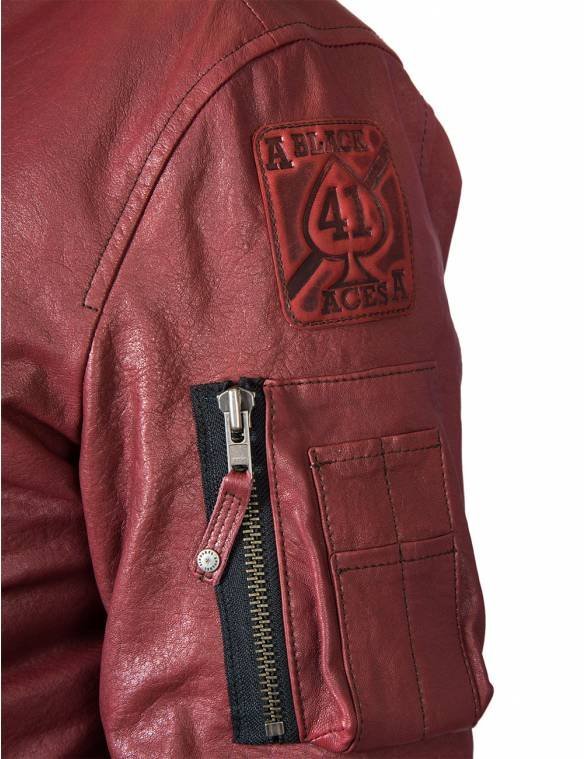 MA1 TOM CAT BOMBER LEATHER JACKET BURGUNDY