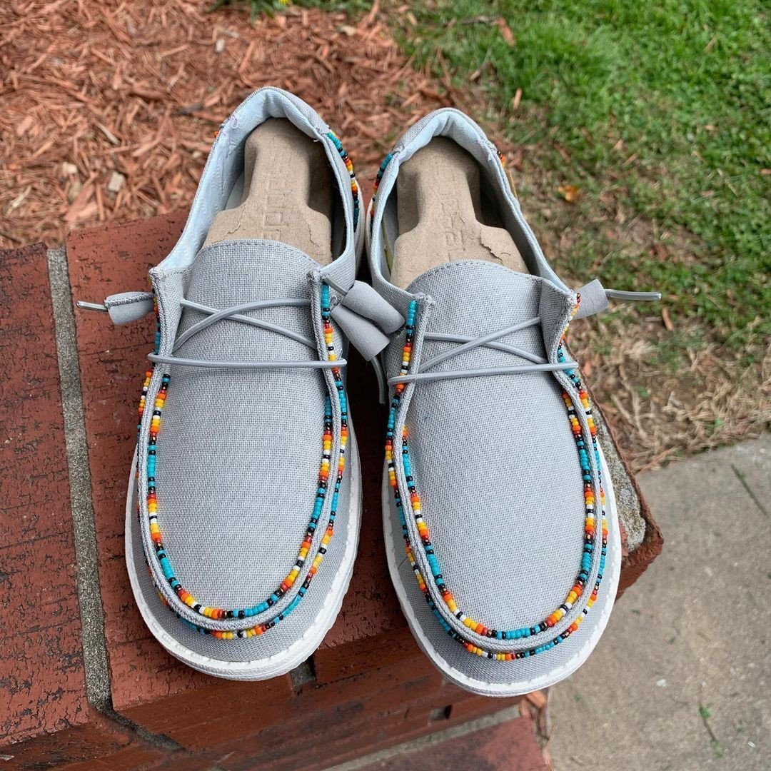 Women's Shoes Gray Beaded