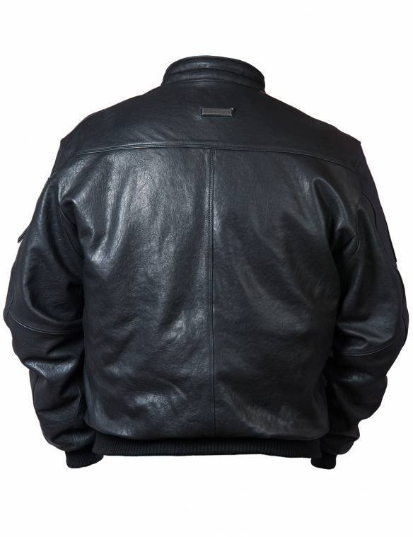 MA-1 TIGERS BOMBER LEATHER JACKET BLACK