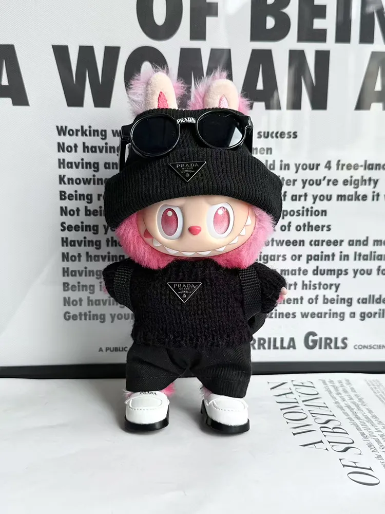 LABUBU Clothes Prada Black Knit Outftit