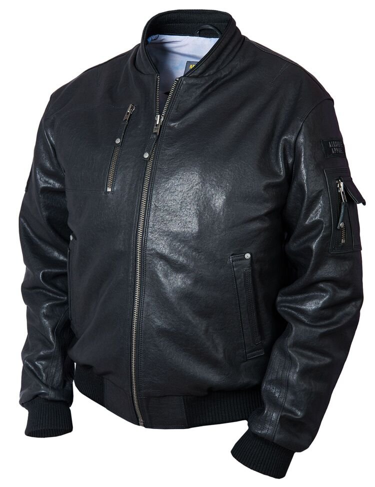 MA-1 TIGERS BOMBER LEATHER JACKET BLACK