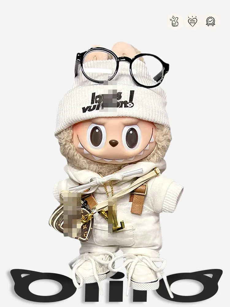 LABUBU Clothes LV White Chic Overalls Outfit